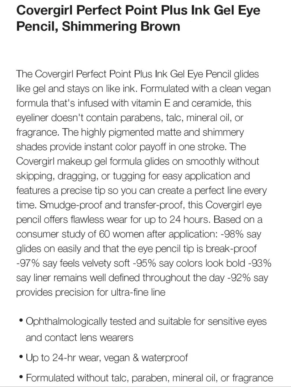 ⭐4/$15 Covergirl Perfect Point Plus Ink Gel Eye Pencil Shimmering Brown